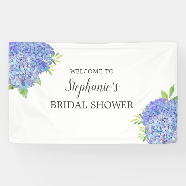 Floral Purple Hydrangea Bridal Shower Welcome Banner (Horizontal)