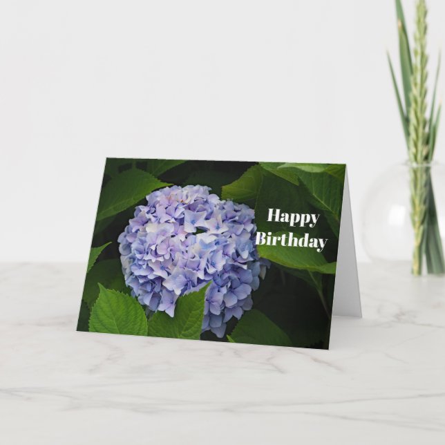 Floral Purple Hydrangea Photo Birthday Card (Front)