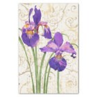 Floral Purple Iris Gold Damask Script Decoupage