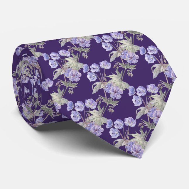 Floral Purple Lavender Neck Tie (Rolled)