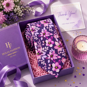 Floral Purple Lavender Neck Tie