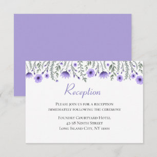 Floral Purple Lavender Wedding Reception Flowers Invitation