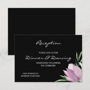 Floral Purple Magnolia Watercolor Reception Enclosure Card