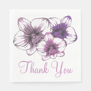 Floral Purple Orchid Wedding Thank You Flowers Napkin
