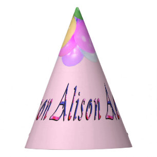 Floral Purple Pink Alison Name, Party Hat