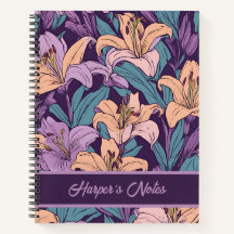 Floral Purple Pink Lily Pattern Personalized 