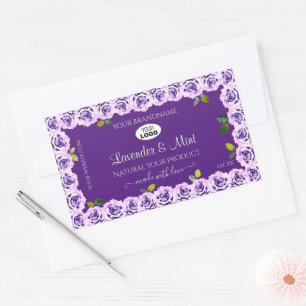 Floral Purple Product Labels Blooming Roses Logo