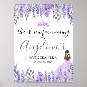 Floral Purple Quinceanera Thank You Sign