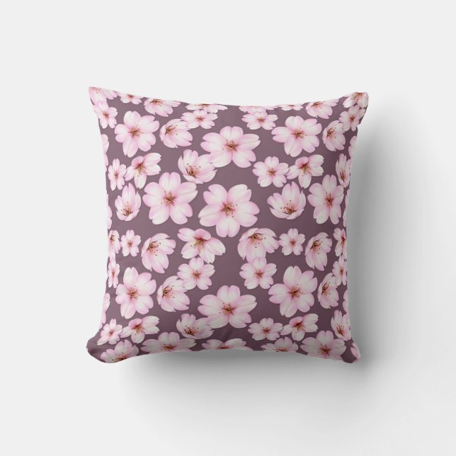 Floral purple retro pattern. throw pillow (Front)