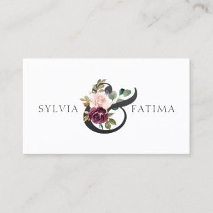 Floral Purple Roses Elegant Ampersand Business Card