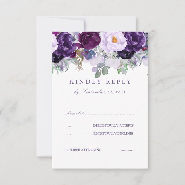Floral Purple RSVP Card (Front)
