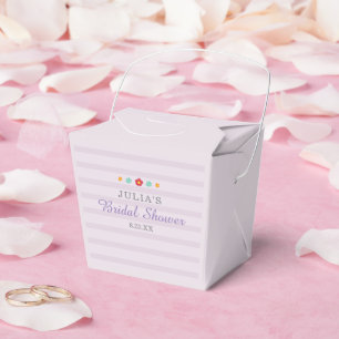Floral Purple Stripes Bridal Shower Favor Box