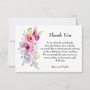Floral. Purple,violet and pink watercolor flowers  Thank You Card