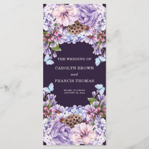Floral Purple Watercolor Wedding Program