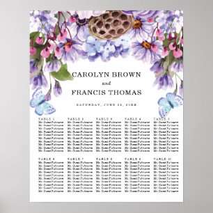 Floral Purple Watercolor Wedding   Seating Charts