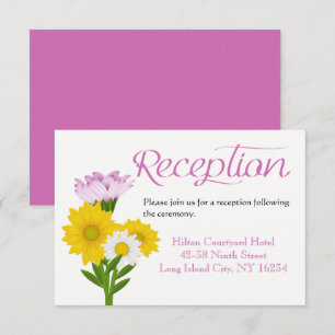Floral Purple Wedding Reception Sunflowers & Daisy Invitation