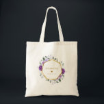 Floral Purple Wreath Bridesmaid Tote Bag<br><div class="desc">Create your own custom personalized tote bag with the name of your bridesmaid. Elegant greenery and purple florals with faux gold heart will make a pretty and practical gift.</div>