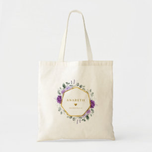 Floral Purple Wreath Bridesmaid Tote Bag