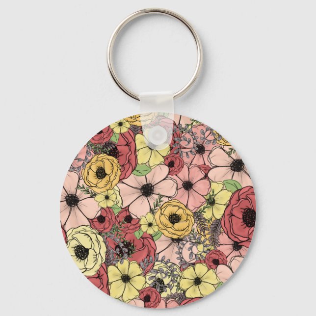 Floral puzzle  keychain (Front)