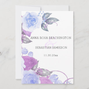 *~* Floral QR Blue Roses AR12 - RSVP PHOTO Wedding Invitation