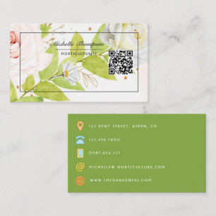 Floral QR Code Carte de visite