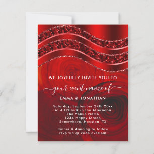 Floral QR Code Glitter Burgundy Red Roses