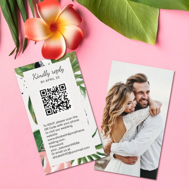 Floral QR Code photo online RSVP Enclosure  (Creator Uploaded)
