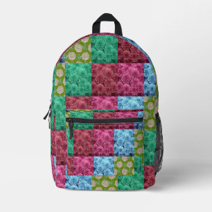 floral quilt design printed backpack