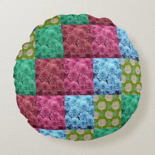 floral quilt design round pillow