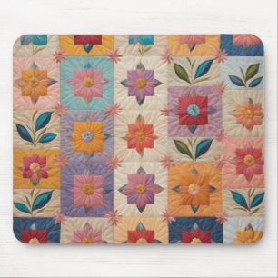 Floral quilt pattern mouse pad