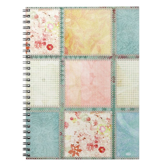 Floral Quilt Squares Square Notebook (Front)