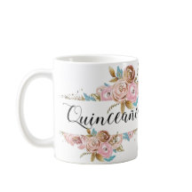 Floral Quinceañera mug elegant customize 