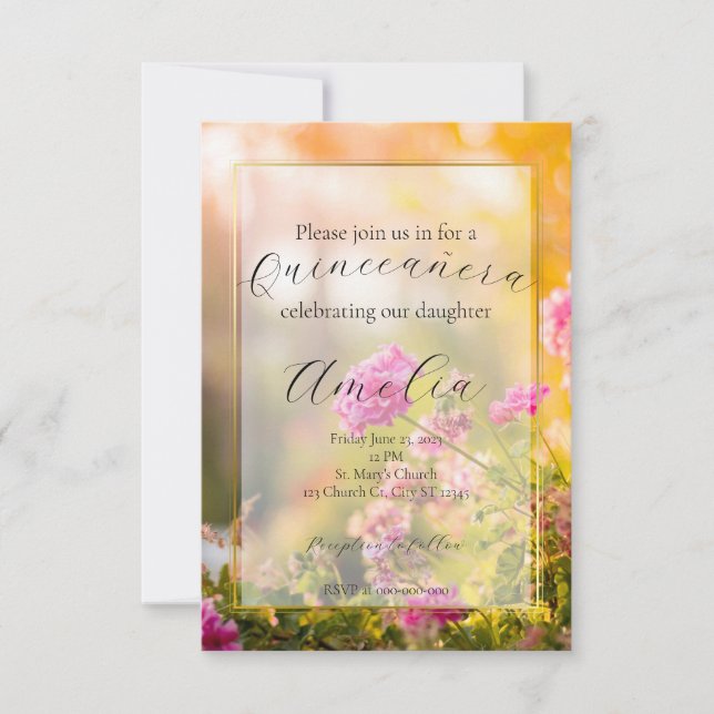 Floral Quinceañera/Wedding/Birthday Invitation (Front)