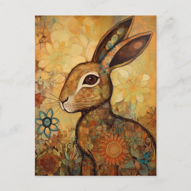 Floral Rabbit Postcard (Front)