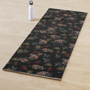 Floral Raccoons Cute Sleeping Raccoon Pattern Yoga Mat