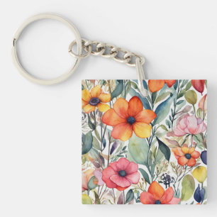 Floral Radiance: Vibrant Design Delights Keychain