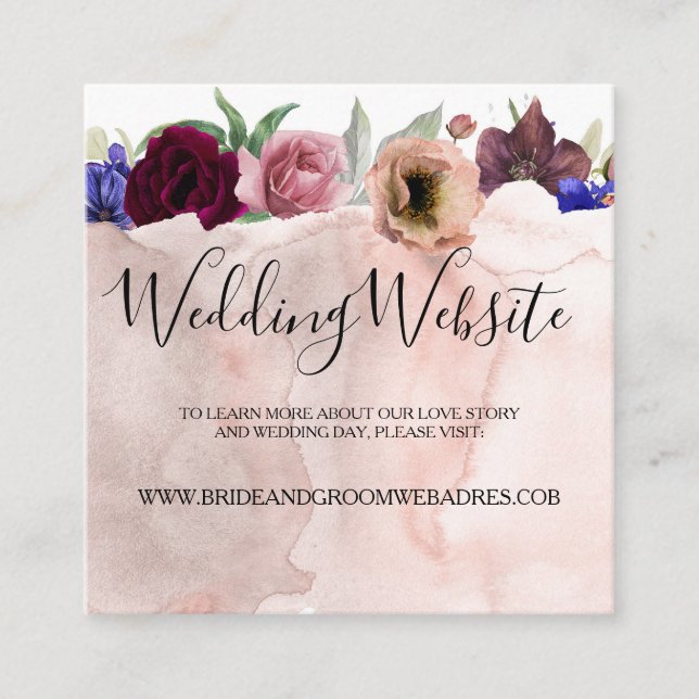 Floral Radiant Bloom Wedding Website Enclosure Card (Front)