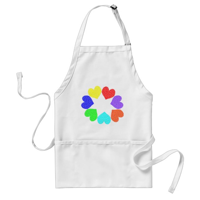 Floral Rainbow Love Hearts Apron (Front)