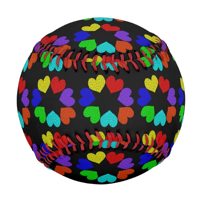 Floral Rainbow Love Hearts Baseball (Front)
