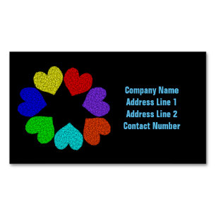 Floral Rainbow Love Hearts Custom Magnetic Business Card