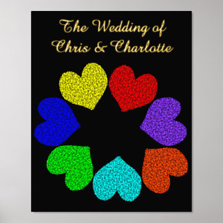Floral Rainbow Love Hearts Custom Wedding Foil Prints