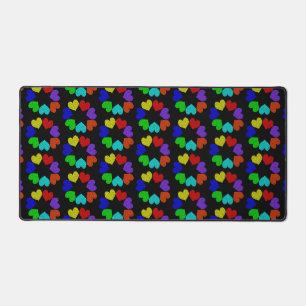 Floral Rainbow Love Hearts Desk Mat