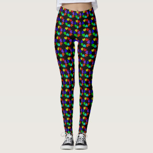 Floral Rainbow Love Hearts Hearts Leggings