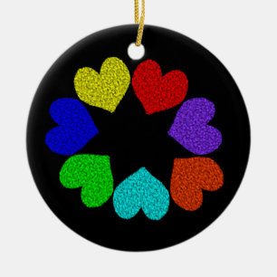 Floral Rainbow Love Hearts Ornament