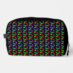 Floral Rainbow Love Hearts Patterned Dopp Kit