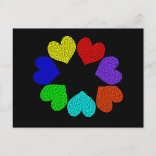 Floral Rainbow Love Hearts Postcard