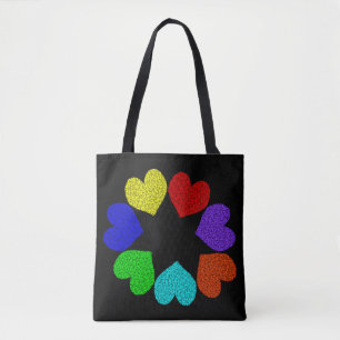 Floral Rainbow Love Hearts Sac fourre-tout