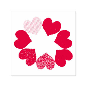Floral Rainbow Love Hearts Self Inking Stamp