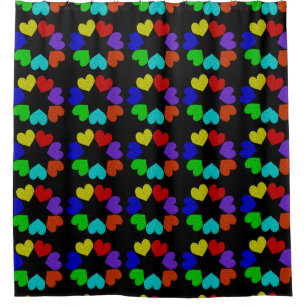 Floral Rainbow Love Hearts Shower Curtain