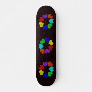 Floral Rainbow Love Hearts Skateboard
